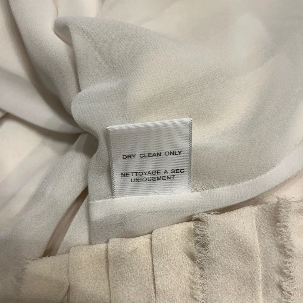 Joie 100% Silk Cream Pleated Blouse, Sz XS, Raw Edges, Lined Top - Picture 9 of 9